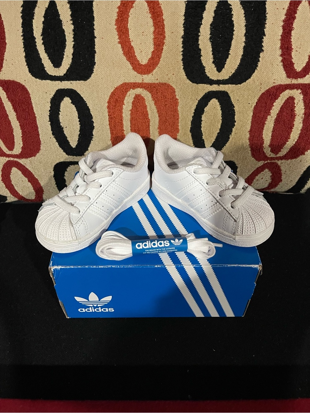 adidas Kids White Superstar Shell-Toe Sneakers